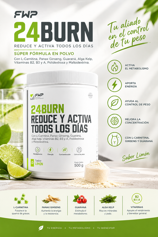 24BURN | Bebida Instantánea Sabor Limón
