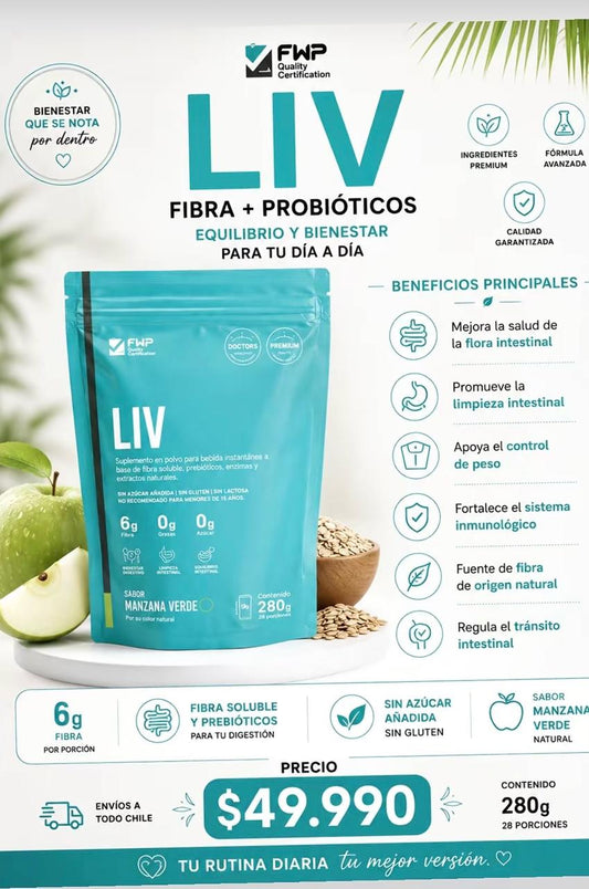 LIV fibra y probióticos manzana verde