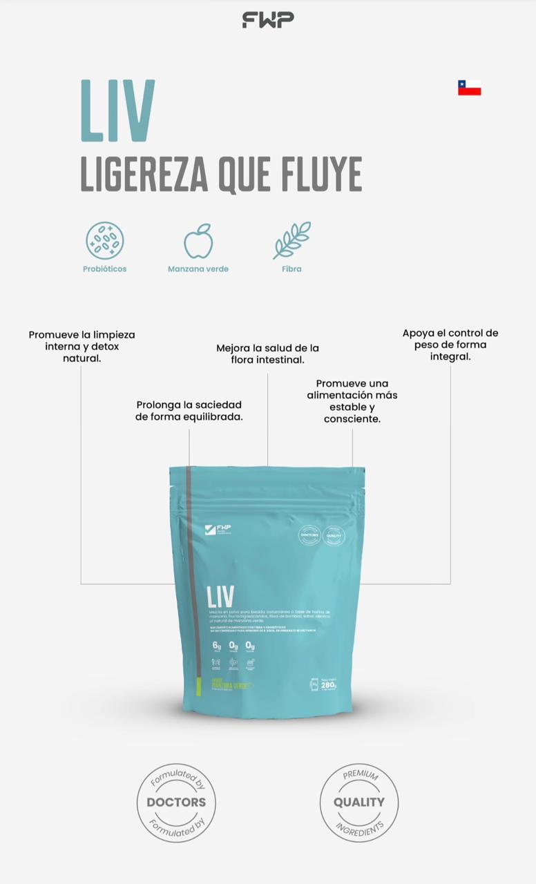 LIV | Fibra + Probióticos para tu Equilibrio Diario (Manzana Verde)