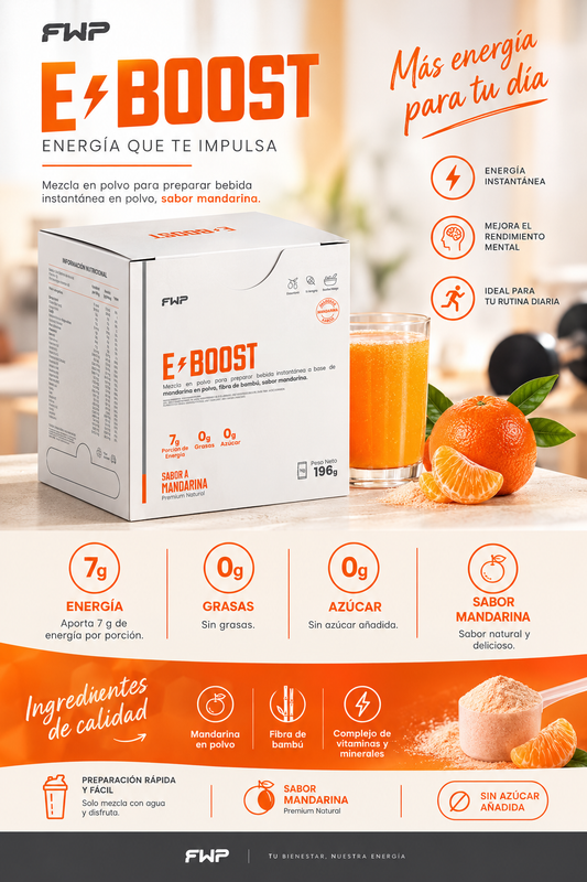 E-BOOST | Energía y Enfoque Sabor Mandarina (Sin Azúcar)